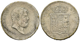 NAPOLI. Ferdinando II di Borbone (1830-1859). Falso d'epoca della piastra da 120 grana 1856. AE argentato (22,66 g). BB