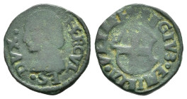 REGGIO EMILIA. Ercole I d'Este (1471-1505). Bagattino Cu (1,91 g). Busto a sinistra - Stemma della città. MIR 1267. NC. qBB