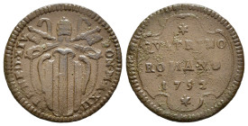 ROMA. Stato Pontificio. Benedetto XIV (1740-1758). Quattrino romano 1752. Cu (2,31 g). qBB