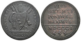 ROMA. Stato Pontificio. Pio VII (1800-1823). Baiocco 1801. Cu. BB