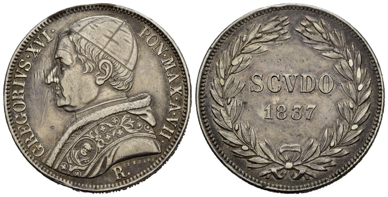 ROMA. Stato Pontificio. Gregorio XVI (1831-1846). Scudo 1837. Ag. Gig. 69. raro....