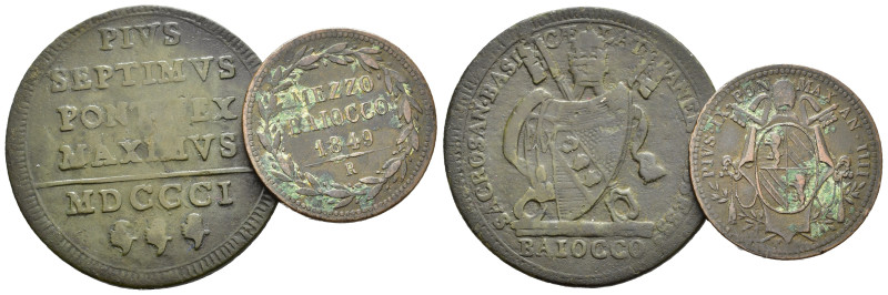 ROMA. Stato Pontificio. Lotto di 2 monete: Pio VII (1800-1823) Baiocco 1801; Pio...