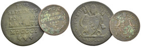 ROMA. Stato Pontificio. Lotto di 2 monete: Pio VII (1800-1823) Baiocco 1801; Pio IX 1/2 baiocco 1849. Cu. BB