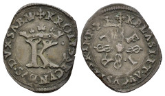 Savoia. Carlo II (1504-1553). Quarto (XIV tipo) senza data. Mi (1,34 g). Grande K coronata - Croce di 4 nodi con rosa centrale, accantonsta dalla scri...