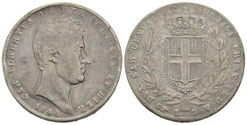 REGNO DI SARDEGNA. Carlo Alberto (1831-1849). 5 lire 1844 Torino. Gig. 80. BB