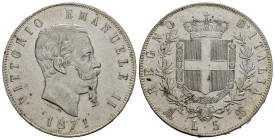 Regno d'Italia. Vittorio Emanuele II (1861-1878). 5 lire 1871 M. Milano. Ag. Gig. 42. Segnetti nei campi, lievi colpetti al bordo. qFDC