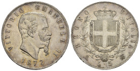 Regno d'Italia. Vittorio Emanuele II (1861-1878). 5 lire 1872 M. Milano. Ag. Gig. 44. SPL+