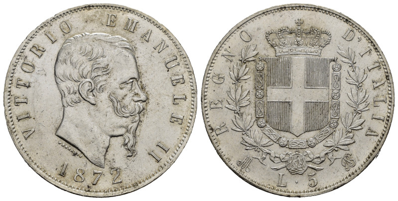 Regno d'Italia. Vittorio Emanuele II (1861-1878). 5 lire 1872 M. Milano. Ag. Gig...