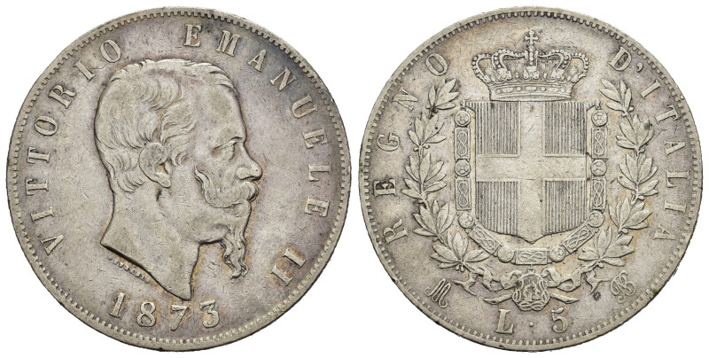 Regno d'Italia. Vittorio Emanuele II (1861-1878). 5 lire 1873 M. Milano. Ag. Gig...