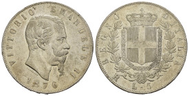 Regno d'Italia. Vittorio Emanuele II (1861-1878). 5 lire 1876 R. Roma. Ag. Gig. 51. qSPL