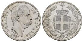 Regno d'Italia. Umberto I (1878-1900). 2 lire 1881. Ag. Gig.25. qFDC