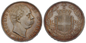 Regno d'Italia. Umberto I (1878-1900). 2 lire 1897. Ag. Gig.32. Patinata. qFDC/FDC