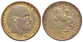 Regno d'Italia. Vittorio Emanuele III (1900-1943). Esposizione di Milano 1928. Buono da 2 lire. Cu dorato. Gigante 1. BB
