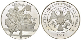 Medaglie Estere. Stati Uniti. Medaglia 1987. 200° anniversario della costituzione americana (1787-1987). Ag (130,78 g - 63 mm). Proof