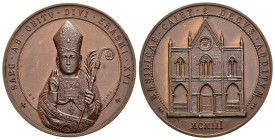 Medaglie Italiane - Gaeta. Medaglia coniata, realizzata nel 1903 per ricordare il rifacimento della facciata della Cattedrale di Sant'Erasmo. AE (20,1...