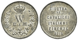 Regno d'Italia. Umberto I. Firenze. Medaglia 1868. Mb (5,71 g). Giostra di Cavalieri Italiani. BB