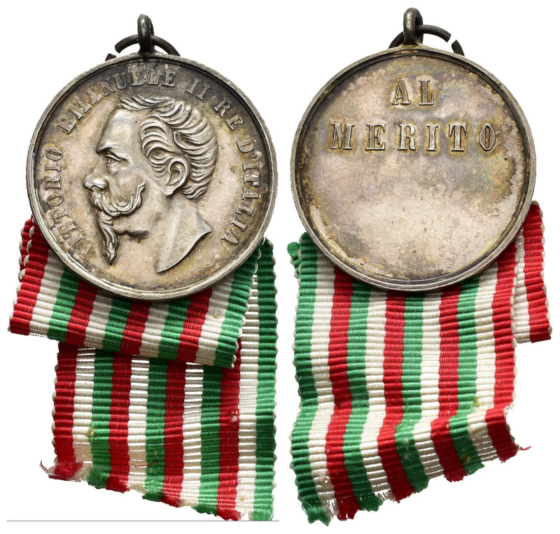MEDAGLIE ITALIANE – REGNO D’ITALIA – VITTORIO EMANUELE II (1861 -1878) – AL MERI...
