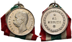 MEDAGLIE ITALIANE – REGNO D’ITALIA – UMBERTO I (1878 - 1900) – AL MERITO 1882. Medaglia premio, con appiccagnolo con anello, emessa dal 1882. Al dritt...