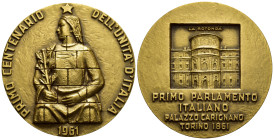 MEDAGLIE ITALIANE – REPUBBLICA ITALIANA (1946) – PRIMO CENTENARIO UNITA’ D’ITALIA – PRIMO PARLAMENTO ITALIANO. Medaglia non portativa emessa, nel 1961...