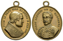 MEDAGLIE PAPALI – PIO IX (1845-1878) – CARLO ALBERTO RE DI SARDEGNA – LEGA DOGANALE. Medaglia straordinaria emessa il 29 agosto 1847 a ricordo della L...