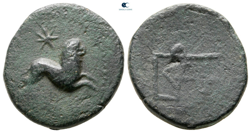 Kings of Bosporos. Pantikapaion. Polemo I 14-9 BC. 
Bronze Æ

20 mm, 6,35 g
...