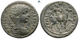 Aiolis. Kyme. Geta, as Caesar AD 197-209. Bronze Æ
