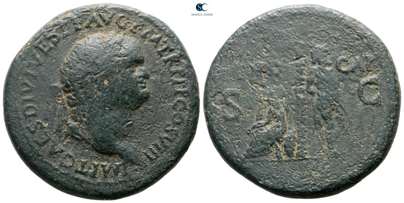 Titus AD 79-81. Judaea Capta series, probably Perinthus in Thrace
Sestertius Æ...