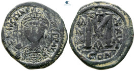 Justinian I AD 527-565. Constantinople. Follis Æ