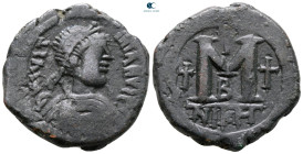 Justinian I AD 527-565. Nikomedia. Follis or 40 Nummi Æ