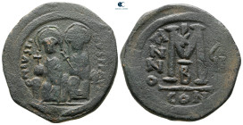 Justin II and Sophia AD 565-578. Constantinople. Follis or 40 Nummi Æ