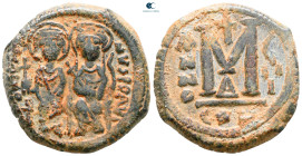 Justin II and Sophia AD 565-578. Constantinople. Follis Æ