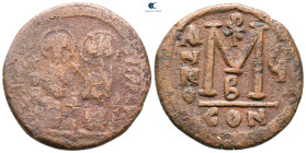 Justin II and Sophia AD 565-578. Constantinople. Follis Æ