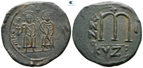Phocas, with Leontia AD 602-610. Cyzicus. Follis or 40 Nummi Æ