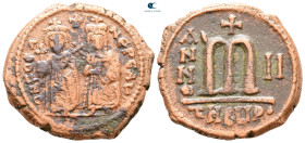 Phocas, with Leontia AD 602-610. Theoupolis (Antioch). Follis or 40 Nummi Æ