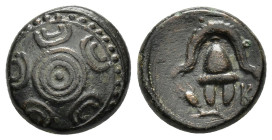 KINGS of MACEDON.Philip III Arrhidaios.(323-317 BC).Salamis.Ae.

Condition : Good very fine.

Weight : 4.2 gr
Diameter : 14 mm