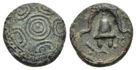 KINGS of MACEDON.Philip III Arrhidaios.(323-317 BC).Salamis.Ae.

Condition : Good very fine.

Weight : 3.3 gr
Diameter : 14 mm