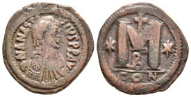 ANASTASIUS I.(491-518).Constantinople.Follis.

Condition : Good very fine.

Weight : 18.2 gr
Diameter : 33 mm