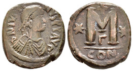 JUSTIN I.(518-527).Constantinople.Follis.

Condition : Good very fine.

Weight : 17.9 gr
Diameter : 29 mm