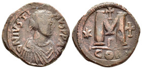 JUSTIN I.(518-527).Constantinople.Follis.

Condition : Good very fine.

Weight : 17.9 gr
Diameter : 32 mm