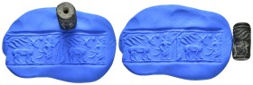 SUMERIAN.Stone cylinder seal.emdet Nasr Period.(circa 3100-2900 BC).

Condition : Good very fine.

Weight :4.04 gr
Diameter : 20 mm