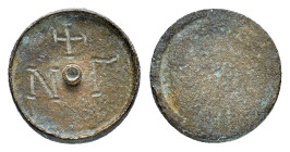 BYZANTINE BRONZE WEIGHT.(Circa 6th-9th century).Ae.

Condition : Good very fine.

Weight : 12.2 gr
Diameter : 22 mm