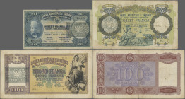 Albania: Banca Nazionale d'Albania, set with 3 banknotes 2x 20 and 100 Franga with overprint Banka e Shtetit Shqiptar, P.12b (F/F-), P.13 (F- with sma...