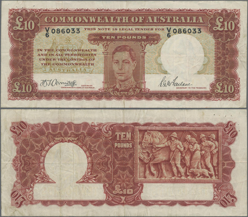 Australia: Commonwealth Bank of Australia, 10 Pounds ND(1940-52) with signatures...