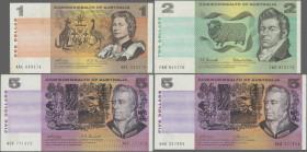Australia: Commonwealth of Australia, lot with 6 banknotes, 1966-1972 series, including 1 Dollar with signatures: Phillips & Randall (P.37c, VF), 2 Do...