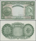 Bahamas: The Bahamas Government, 4 Shillings L.1936 (1953 ND) with signatures W. H. Sweeting and Basil Burnside, P.13b, very nice condition with verti...