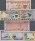 Bahrain: Bahrain Currency Board, set with 3 banknotes, L.1964 series, with 100 Fils (P.1, UNC), ½ Dinar (P.3, XF) and 1 Dinar (P.4, XF). (3 pcs.)
 [d...