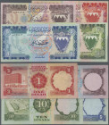 Bahrain: Bahrain Monetary Agency, set with 4 banknotes, L.1973 series, with ½ Dinar (P.7, VF+/XF), 1 Dinar (P.8, F+/VF), 5 Dinars (P.8A, XF) and 10 Di...
