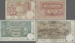 Belgium: Banque Nationale – Bruxelles and Banque Nationale de Belgique, lot with 3 banknotes, 1914-1920 series, with 20 Francs 11.01.1919 (P.67, F/F-)...