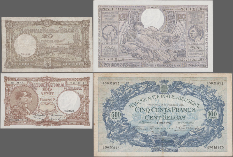 Belgium: Banque Nationale de Belgique, huge lot with 13 banknotes, 1929-1947 ser...