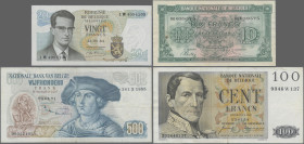 Belgium: Banque Nationale de Belgique, lot with 13 banknotes, 1943-1971 series, consisting 5 Francs 1943 (P.121, XF), 10 Francs 1943 (P.122, XF), 100 ...